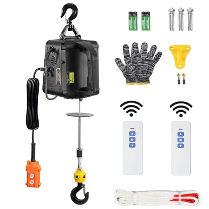 VEVOR 3-in-1 Electric Hoist Winch – 1100 lbs, 1500W
