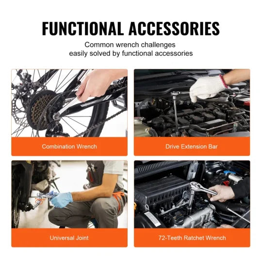 Vevor Mechanics Tool Set and Socket Set with various Accessories, Storage Case